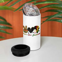 Peace Love Juneteenth 4 in 1 Can Cooler Tumbler 1865 Heart Kente Peace Sign Africa Fist - Wonder Print Shop