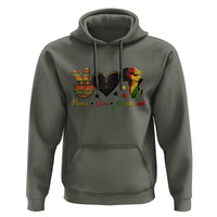 Peace Love Juneteenth Hoodie 1865 Heart Kente Peace Sign Africa Fist - Wonder Print Shop
