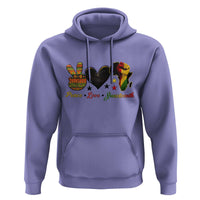 Peace Love Juneteenth Hoodie 1865 Heart Kente Peace Sign Africa Fist - Wonder Print Shop