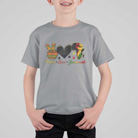 Peace Love Juneteenth T Shirt For Kid 1865 Heart Kente Peace Sign Africa Fist - Wonder Print Shop