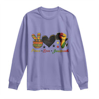 Peace Love Juneteenth Long Sleeve Shirt 1865 Heart Kente Peace Sign Africa Fist - Wonder Print Shop