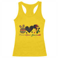 Peace Love Juneteenth Racerback Tank Top 1865 Heart Kente Peace Sign Africa Fist - Wonder Print Shop