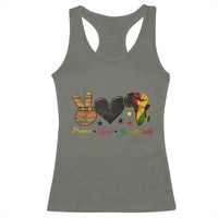 Peace Love Juneteenth Racerback Tank Top 1865 Heart Kente Peace Sign Africa Fist - Wonder Print Shop