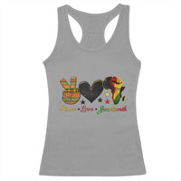 Peace Love Juneteenth Racerback Tank Top 1865 Heart Kente Peace Sign Africa Fist - Wonder Print Shop