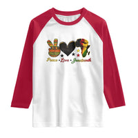 Peace Love Juneteenth Raglan Shirt 1865 Heart Kente Peace Sign Africa Fist - Wonder Print Shop
