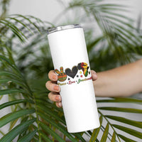 Peace Love Juneteenth Skinny Tumbler 1865 Heart Kente Peace Sign Africa Fist - Wonder Print Shop