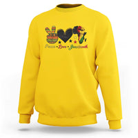 Peace Love Juneteenth Sweatshirt 1865 Heart Kente Peace Sign Africa Fist - Wonder Print Shop