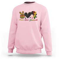 Peace Love Juneteenth Sweatshirt 1865 Heart Kente Peace Sign Africa Fist - Wonder Print Shop