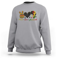 Peace Love Juneteenth Sweatshirt 1865 Heart Kente Peace Sign Africa Fist - Wonder Print Shop