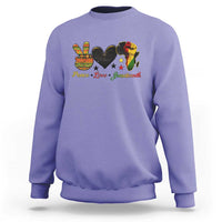 Peace Love Juneteenth Sweatshirt 1865 Heart Kente Peace Sign Africa Fist - Wonder Print Shop