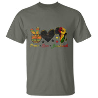 Peace Love Juneteenth T Shirt 1865 Heart Kente Peace Sign Africa Fist - Wonder Print Shop
