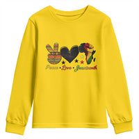 Peace Love Juneteenth Youth Sweatshirt 1865 Heart Kente Peace Sign Africa Fist - Wonder Print Shop
