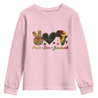 Peace Love Juneteenth Youth Sweatshirt 1865 Heart Kente Peace Sign Africa Fist - Wonder Print Shop
