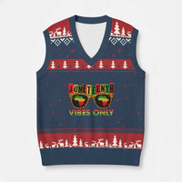 Juneteenth Vibes Only V-Neck Knit Sweater Vest Afro Pride Sunglasses Black History Celebration - Wonder Print Shop