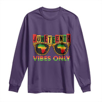 Juneteenth Vibes Only Long Sleeve Shirt Afro Pride Sunglasses Black History Celebration - Wonder Print Shop