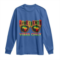 Juneteenth Vibes Only Long Sleeve Shirt Afro Pride Sunglasses Black History Celebration - Wonder Print Shop