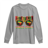 Juneteenth Vibes Only Long Sleeve Shirt Afro Pride Sunglasses Black History Celebration - Wonder Print Shop