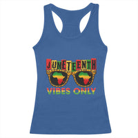 Juneteenth Vibes Only Racerback Tank Top Afro Pride Sunglasses Black History Celebration - Wonder Print Shop