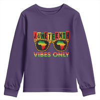 Juneteenth Vibes Only Youth Sweatshirt Afro Pride Sunglasses Black History Celebration - Wonder Print Shop