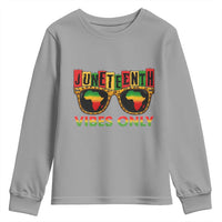 Juneteenth Vibes Only Youth Sweatshirt Afro Pride Sunglasses Black History Celebration - Wonder Print Shop