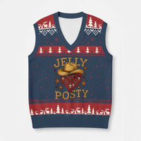 Jelly Posty Cowboy Bandana V-Neck Knit Sweater Vest Funny Country Western Rodeo - Wonder Print Shop