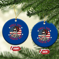 Retro Skeleton 4th of July Ceramic Ornament Chill The Fourth Out Funny Patriotic American Flag - Wonder Print Shop