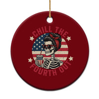 Retro Skeleton 4th of July Ceramic Ornament Chill The Fourth Out Funny Patriotic American Flag - Wonder Print Shop