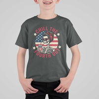 Retro Skeleton 4th of July T Shirt For Kid Chill The Fourth Out Funny Patriotic American Flag