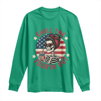 Retro Skeleton 4th of July Long Sleeve Shirt Chill The Fourth Out Funny Patriotic American Flag