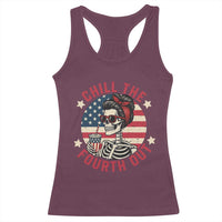 Retro Skeleton 4th of July Racerback Tank Top Chill The Fourth Out Funny Patriotic American Flag