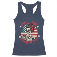 Retro Skeleton 4th of July Racerback Tank Top Chill The Fourth Out Funny Patriotic American Flag