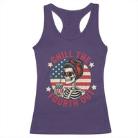 Retro Skeleton 4th of July Racerback Tank Top Chill The Fourth Out Funny Patriotic American Flag