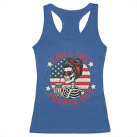 Retro Skeleton 4th of July Racerback Tank Top Chill The Fourth Out Funny Patriotic American Flag