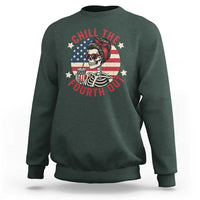 Retro Skeleton 4th of July Sweatshirt Chill The Fourth Out Funny Patriotic American Flag