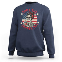 Retro Skeleton 4th of July Sweatshirt Chill The Fourth Out Funny Patriotic American Flag