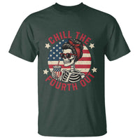 Retro Skeleton 4th of July T Shirt Chill The Fourth Out Funny Patriotic American Flag