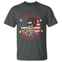 Retro Skeleton 4th of July T Shirt Chill The Fourth Out Funny Patriotic American Flag