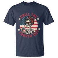 Retro Skeleton 4th of July T Shirt Chill The Fourth Out Funny Patriotic American Flag
