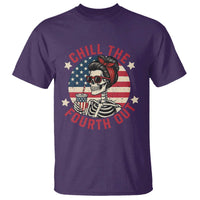 Retro Skeleton 4th of July T Shirt Chill The Fourth Out Funny Patriotic American Flag