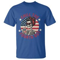 Retro Skeleton 4th of July T Shirt Chill The Fourth Out Funny Patriotic American Flag