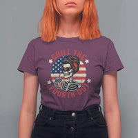 Retro Skeleton 4th of July T Shirt For Women Chill The Fourth Out Funny Patriotic American Flag