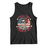 Retro Skeleton 4th of July Tank Top Chill The Fourth Out Funny Patriotic American Flag
