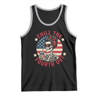 Retro Skeleton 4th of July Tank Top Chill The Fourth Out Funny Patriotic American Flag