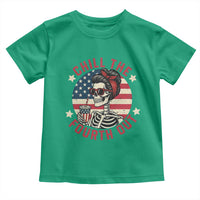 Retro Skeleton 4th of July Toddler T Shirt Chill The Fourth Out Funny Patriotic American Flag