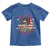 Retro Skeleton 4th of July Toddler T Shirt Chill The Fourth Out Funny Patriotic American Flag