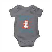 Retro Lady Democracy Is Dying But Hey Nice Fireworks Baby Onesie Funny 4th of July Political Satire