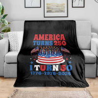 America Turns 250 I Turn 50 Funny 1976 Birthday Throw Blanket American Flag Cake 1776 to 2026 Semiquincentennial