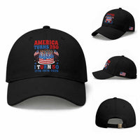 America Turns 250 I Turn 50 Funny 1976 Birthday Baseball Cap American Flag Cake 1776 to 2026 Semiquincentennial