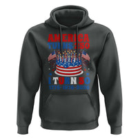 America Turns 250 I Turn 50 Funny 1976 Birthday Hoodie American Flag Cake 1776 to 2026 Semiquincentennial