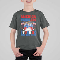 America Turns 250 I Turn 50 Funny 1976 Birthday T Shirt For Kid American Flag Cake 1776 to 2026 Semiquincentennial